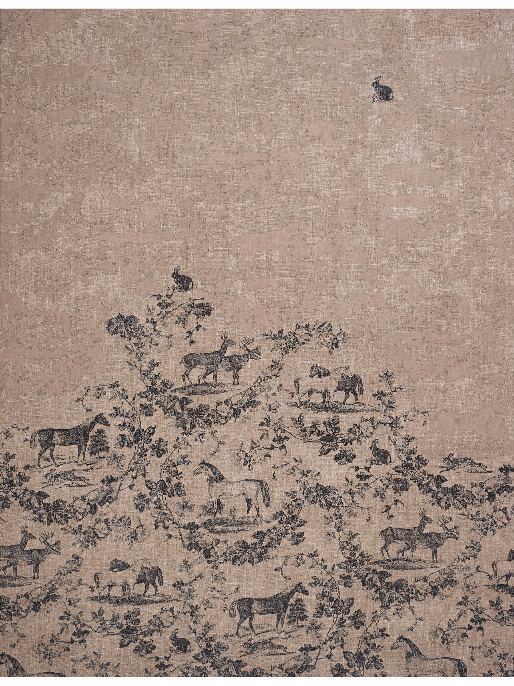 cautiverio, Acrílico sobre lino estampado, 116 cm x 89 cm, 2023